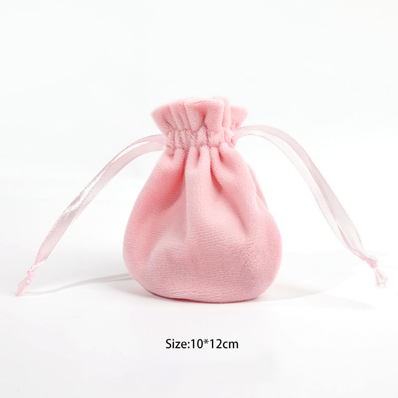 Túi Dây Rút Đựng Trang Sức Bằng Vải Nỉ Màu Hồng