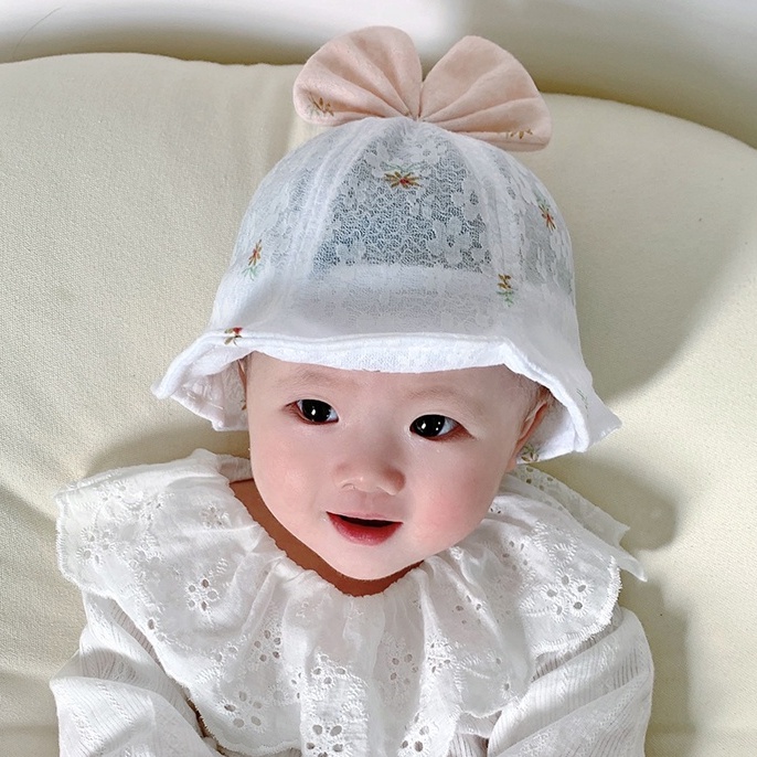 Nón Tai Bèo Đính Nơ Thoáng Khí Thời Trang Xinh Xắn Cho Bé