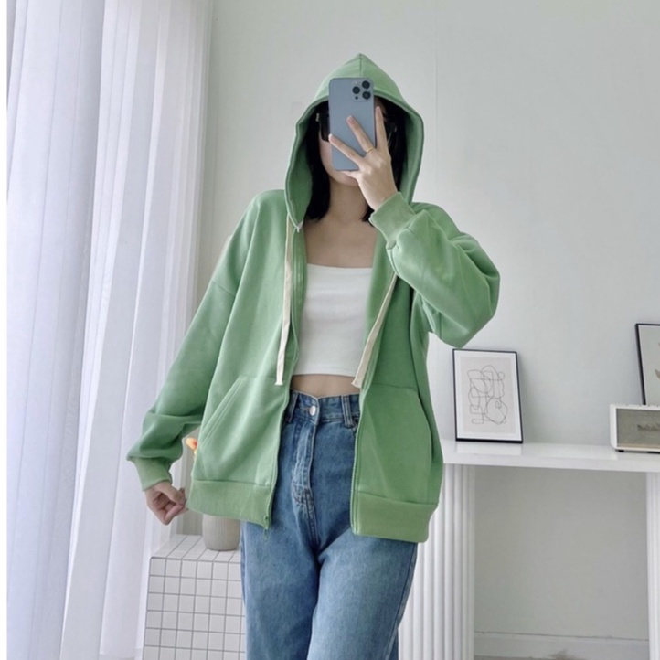 Áo khoác nỉ cotton Hoodie trơn phom nón rộng Nam Nữ Ulzzang Unisex