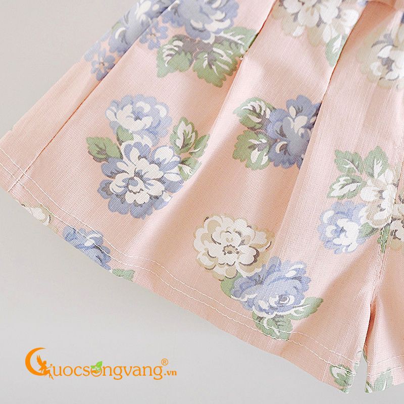 Bộ quần áo bé gái đẹp đính nơ GLSET028-Pink Cuocsongvang