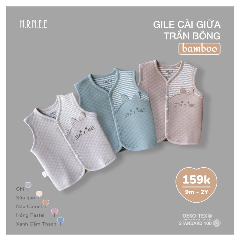 Hrnee ! Áo gi-lê Trần bông cài giữa cho các bé từ 6m-2y siêu mềm siêu ấm!