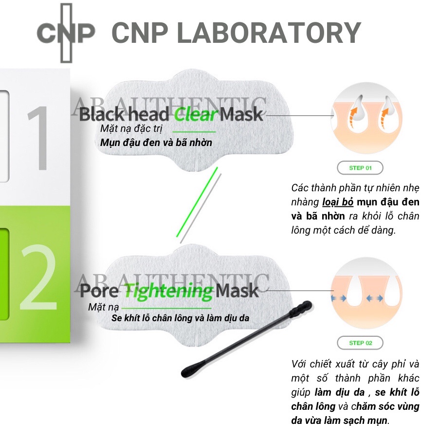 Set mặt nạ làm sạch mụn đầu đen CNP Laboratory Anti-Pore Black Head Clear Kit -  AB Authentic