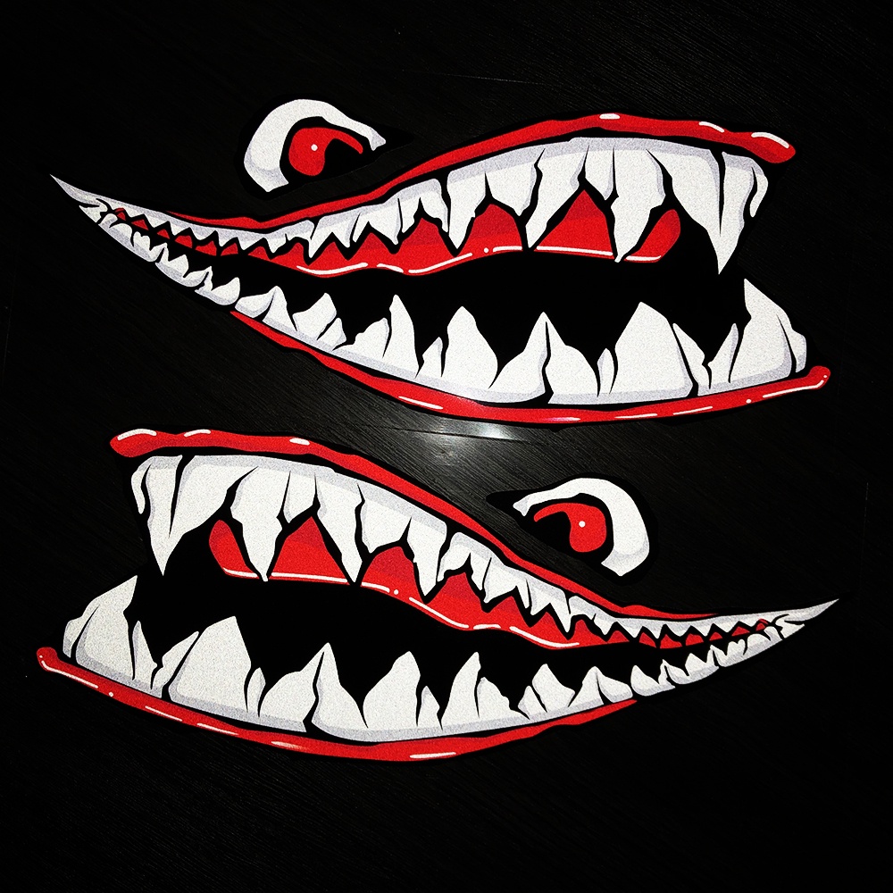 &quot;Shark Mouth&quot; Sticker Phản quang Xe máy Xe tay ga bên Decal Dán trang trí vui nhộn