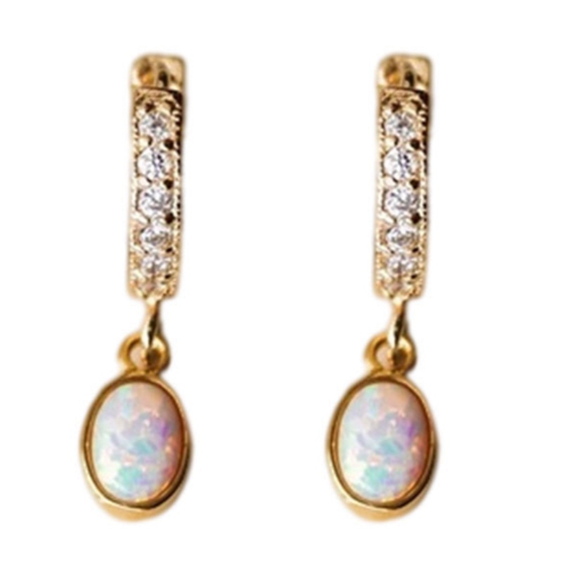 Khuyên Tai Mạ Vàng 18K Đính Đá Opal Sang Trọng