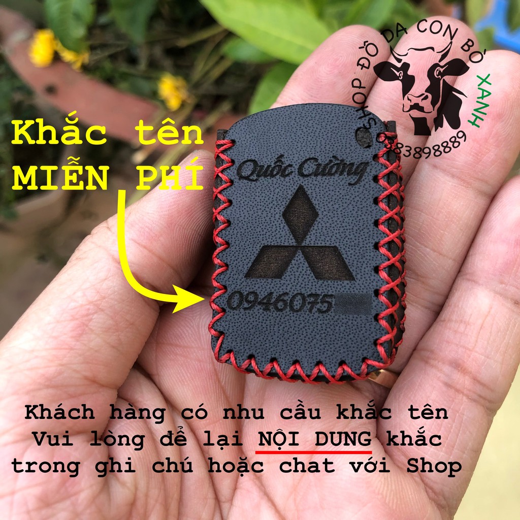 Bao Da Chìa Khoá Mitsubishi Xpander, Triton, Attrage, Mirage, Lancer (chìa cơ) handmade Da Thật