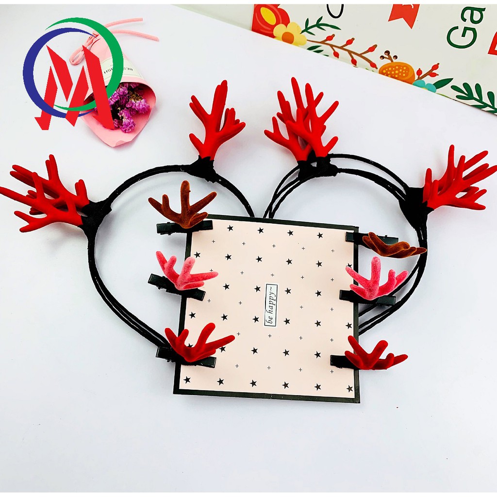 [Hàng hót giá rẻ] Combo 2 Cài tóc noel hình tai huơu