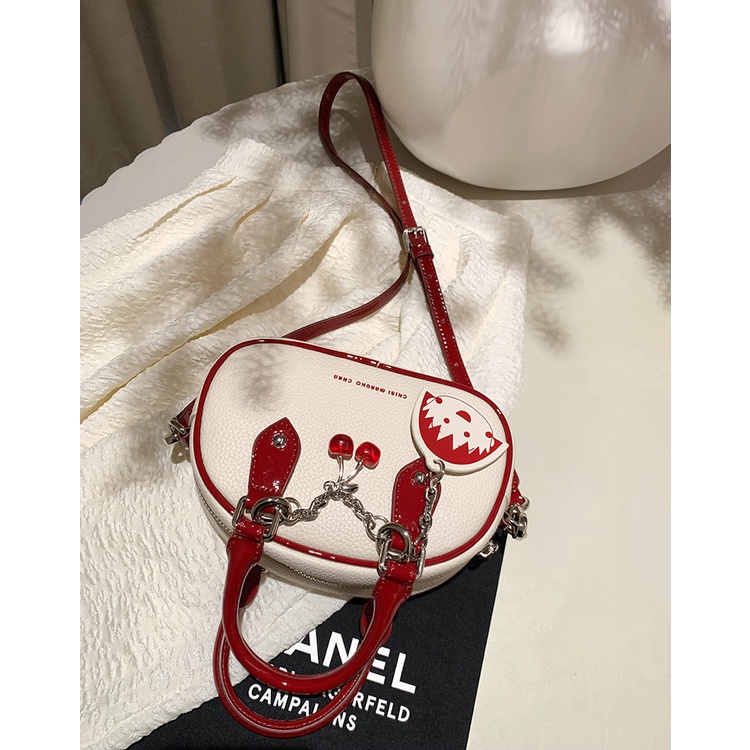 Túi Xách Da Bóng Họa Tiết Cherry Maruko Đáng Yêu Thời Trang Cho Nữ