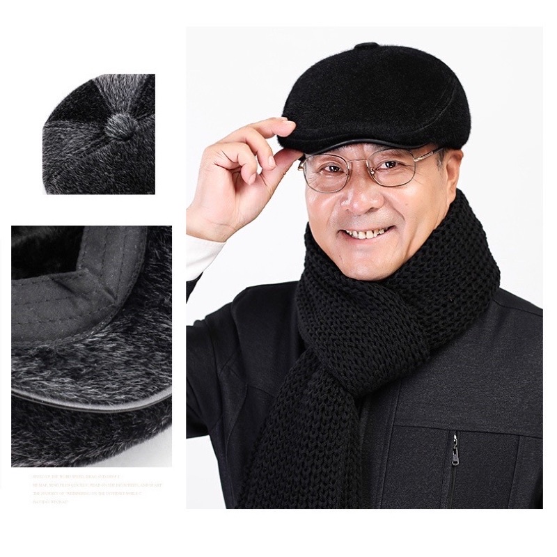 Mũ cho bố, ông người già lông nhung có bịt tai siêu ấm