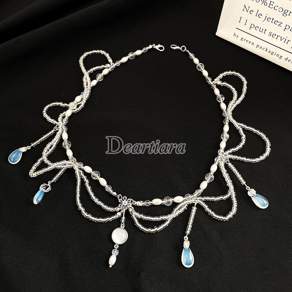 Vòng cổ tự làm đính ngọc trai giả