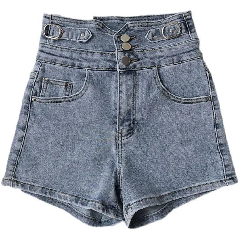 Quần Short Denim Nữ Lưng Cao Ống Rộng Phong Cách Hàn Quốc Mới
