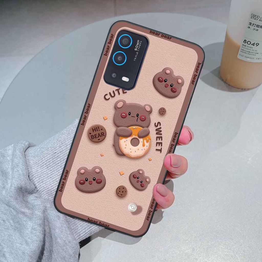 Ốp Oppo A54 / A55 bear brick, gấu đáng yêu, dễ thương