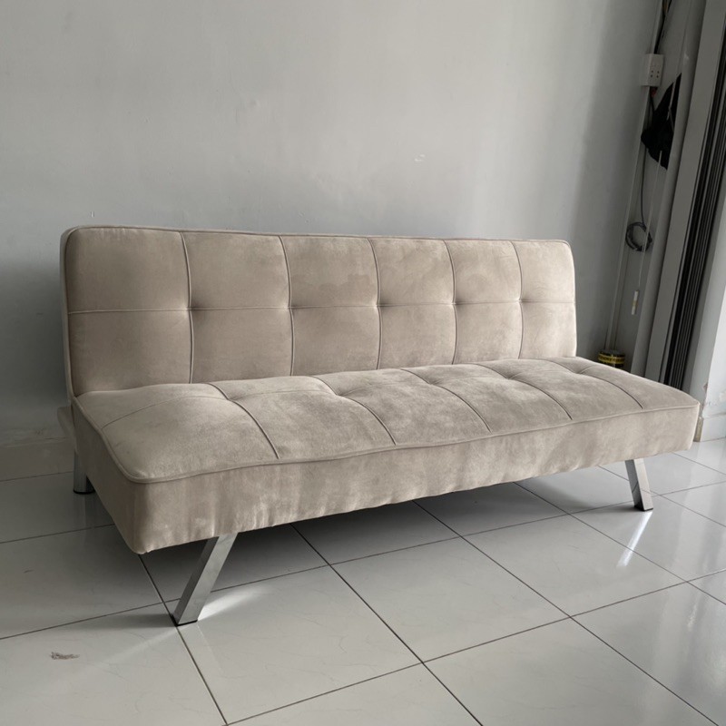 Sofa giường 1 đến 2 người nằm vải Nhung màu trắng sữa