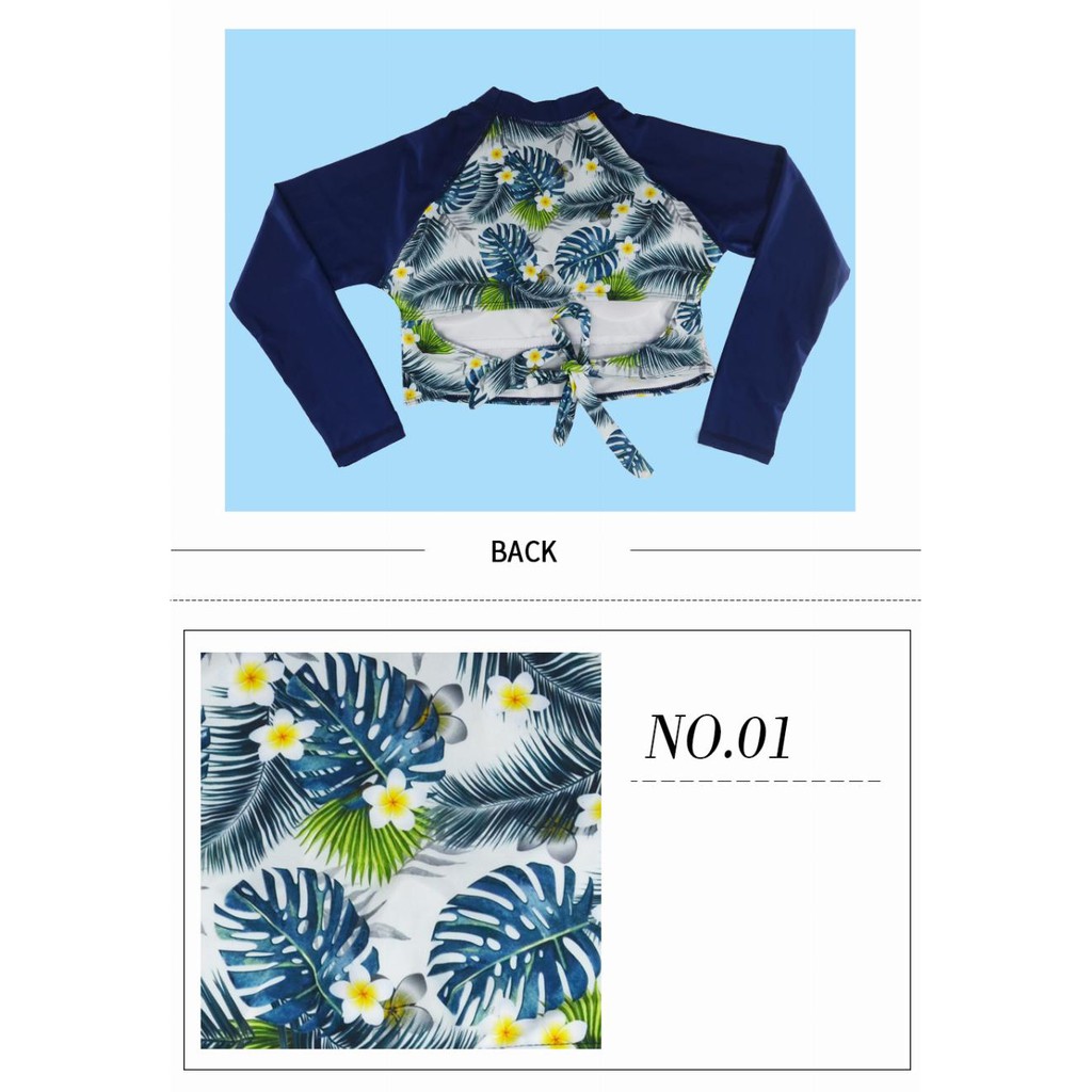 (Xem bảng size) Bikini hoa biển màu xanh dương nhiệt đới, cut out lưng sexy quần cạp cao ôm fom tôn dáng