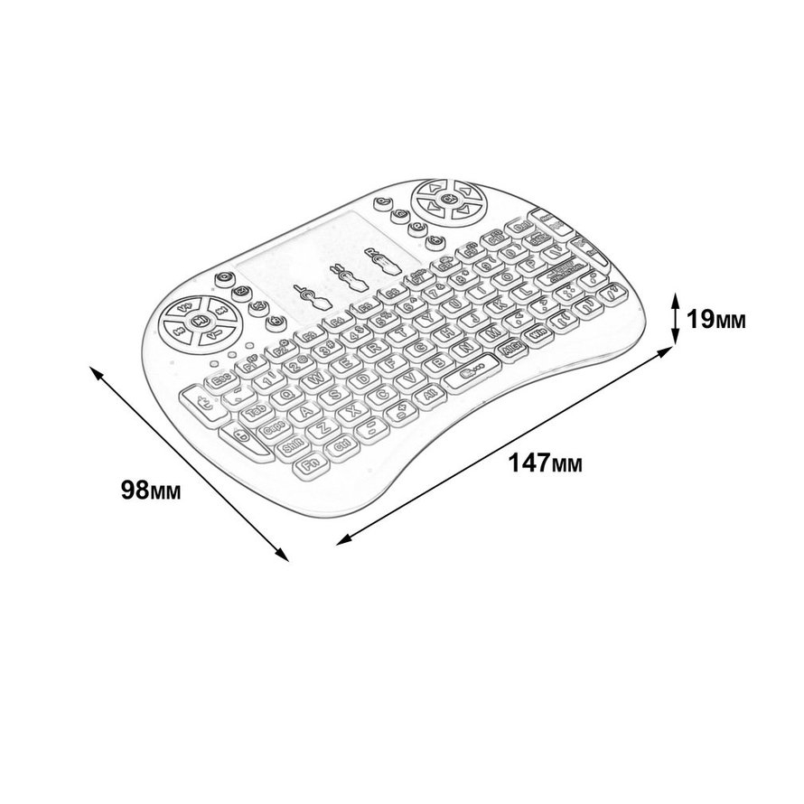 Bàn Phím Mini Không Dây 2.4ghz Với Chuột Cảm Ứng 3 Màu Sắc