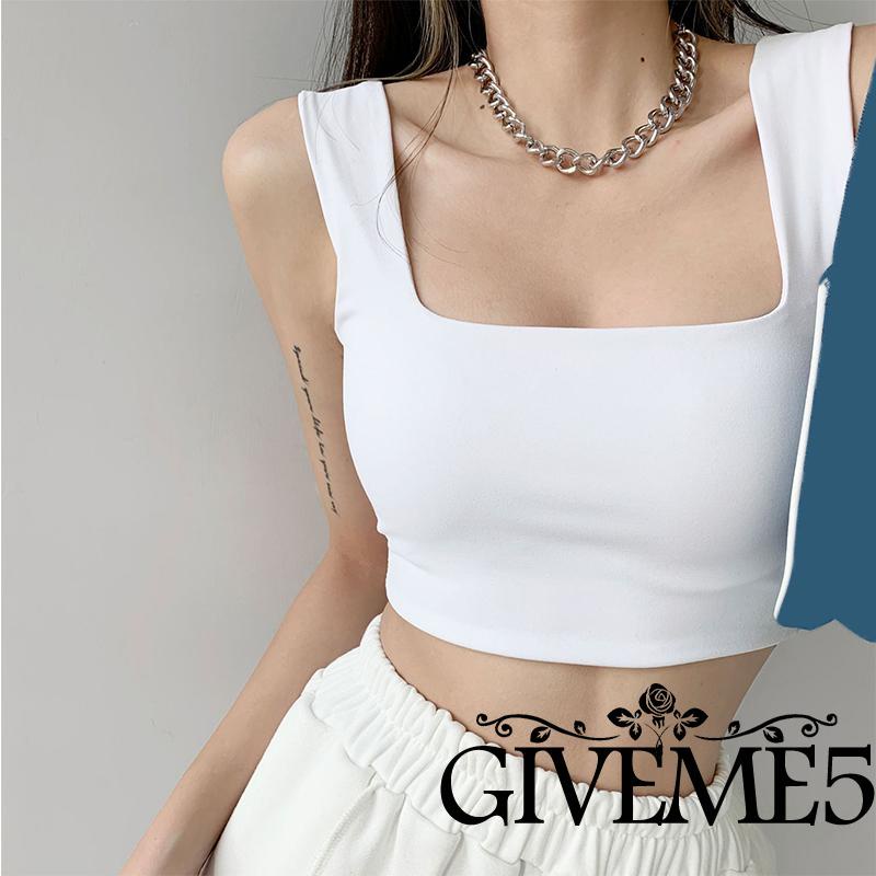 Áo ba lỗ cổ vuông màu trơn thời trang dành cho nữ