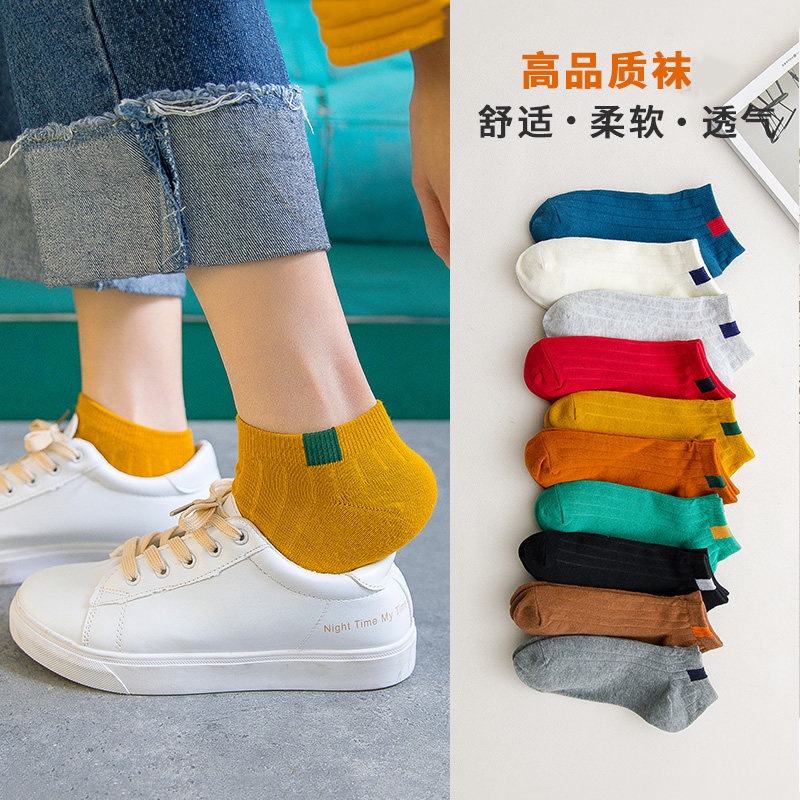 Tất Nữ Cổ Ngắn Hàn Quốc Ô Vuông, Vớ Nữ Cổ Ngắn Họa Tiết Phong Cách Hàn Quốc