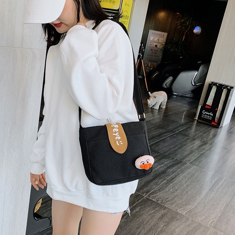 Túi Vải Canvas Đeo Chéo Tiện Lợi Dễ Thương CUTE