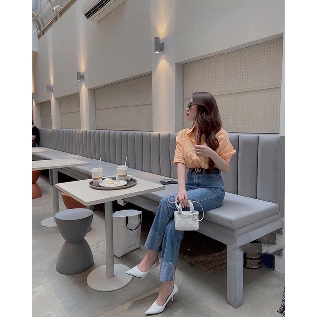 [Ảnh thật/Video]Quần bò ống rộng Momoland mới gập gấu to Hàn Quốc