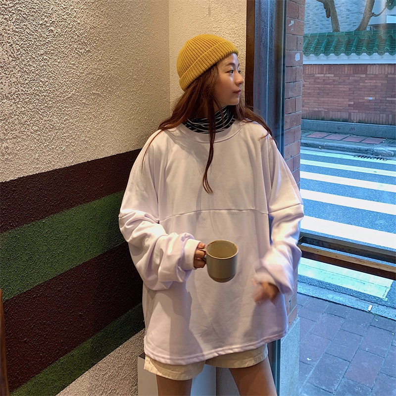 Áo Thun Dài Tay Dáng Rộng Thiết Kế Giản Dị Thời Trang