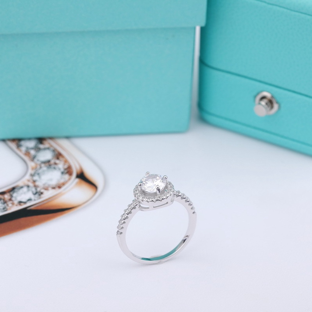 Nhẫn bạc nữ PANSY đá tròn sang trọng, nhẫn cầu hôn Bella bằng bạc ta cao cấp