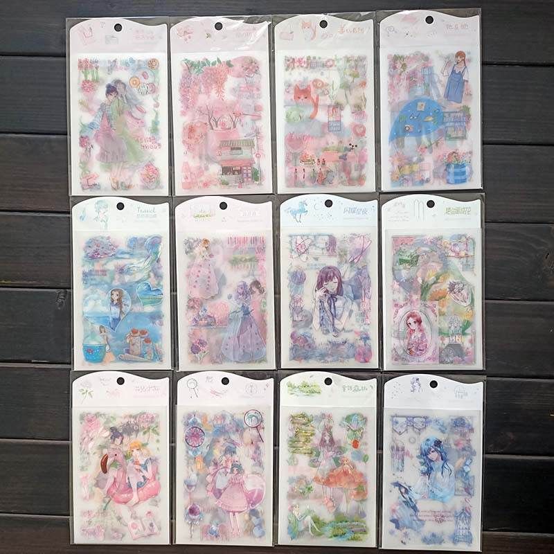 Set 4 tấm sticker trang trí anime hoạt hình dễ thương