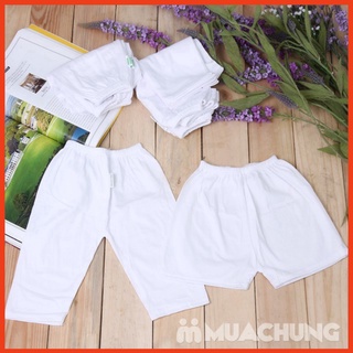 Set 10 quần sơ sinh Bosini gồm: 5 dài, 5 ngắn màu trắng cho bé từ 0-12 tháng
