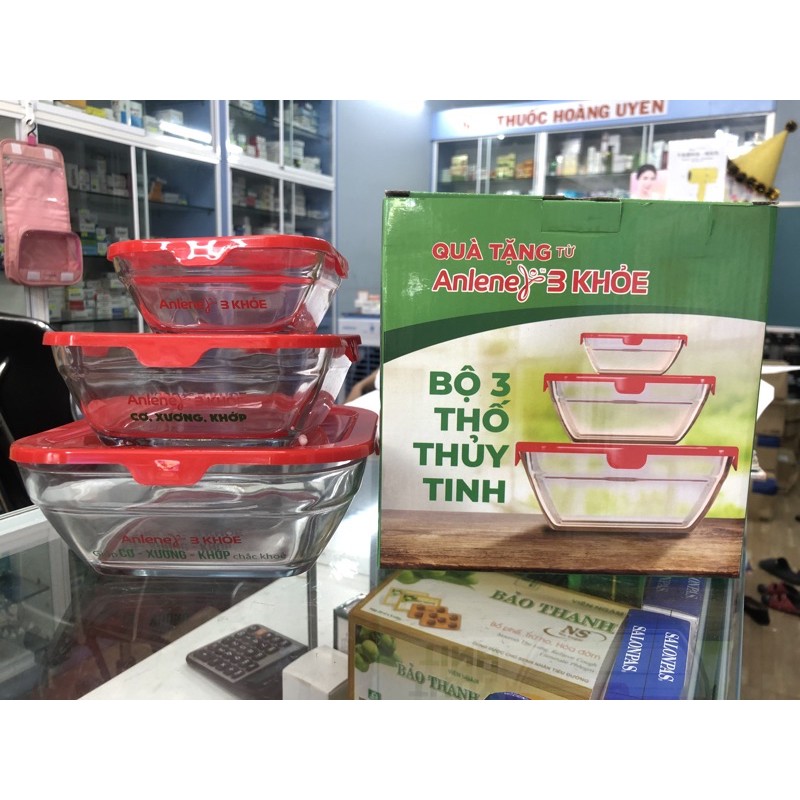 Bộ 3 thố thuỷ tinh quà tặng sữa Anlene