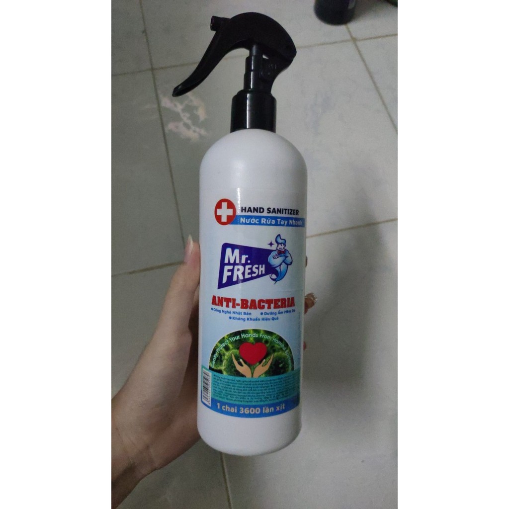 Chai xịt rửa tay nhanh/ khô  đa năng Mr. Fresh 500ml - 3600 lần xịt