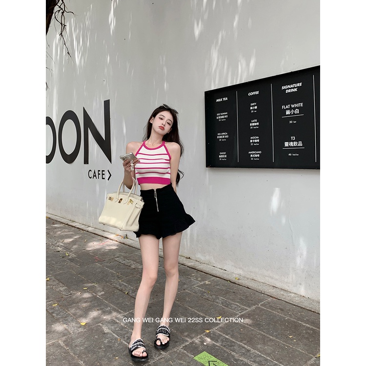 Cocory vn Áo Croptop Sát Nách Hoạ Tiết Kẻ Sọc Thiết Kế Hợp Thời Trang