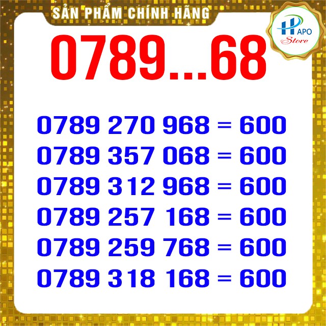 SIM ĐẸP LỘC PHÁT 68 ĐẦU 0789 MOBIFONE SỐ ĐẸP - HAPO STORE