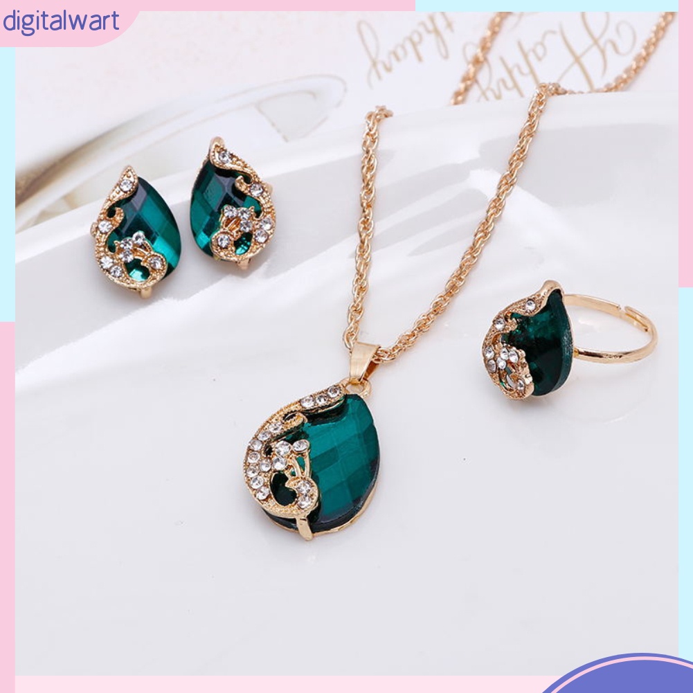 Set Dây Chuyền+Nhẫn+Đôi Bông Tai Thiết Kế Sang Trọng Thời Trang Cho Nữ