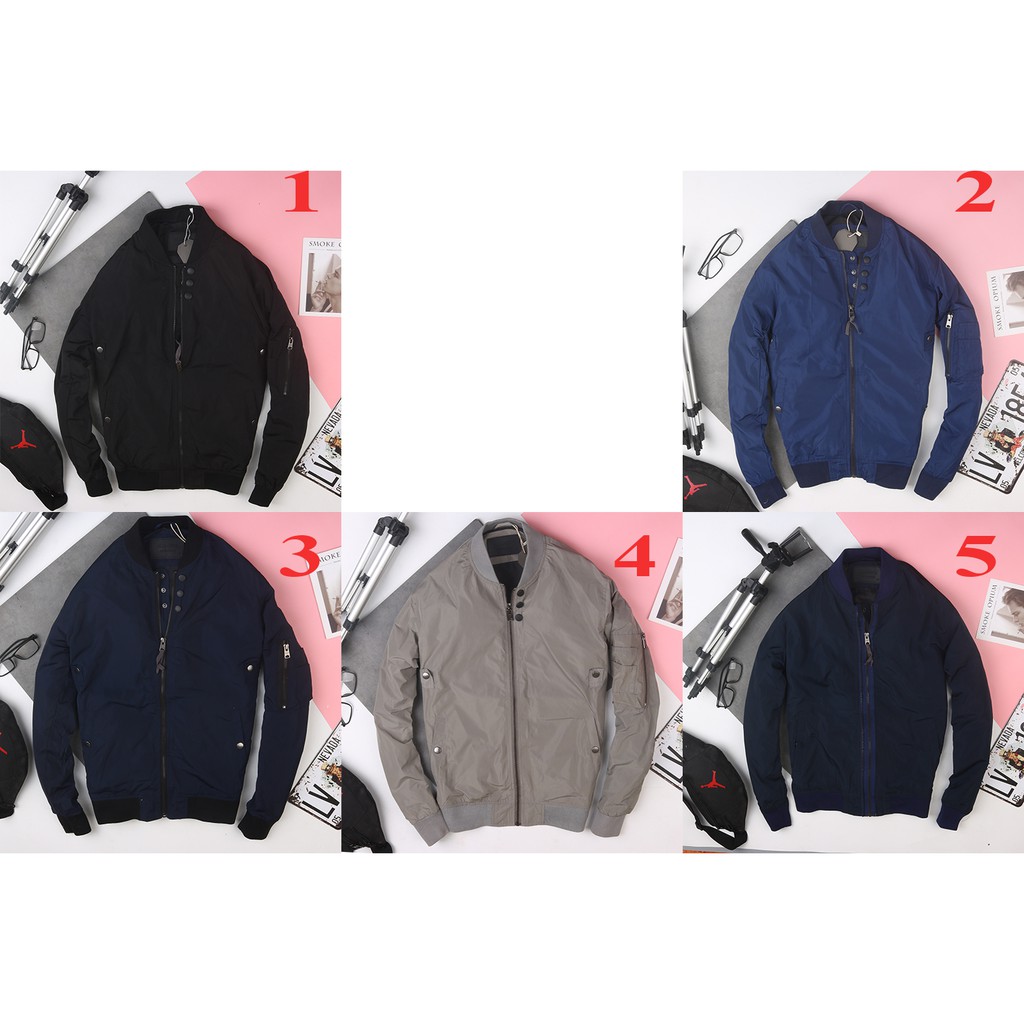 Áo khoác gió nam Bomber vnxk all saints  trơn màu xuất dư