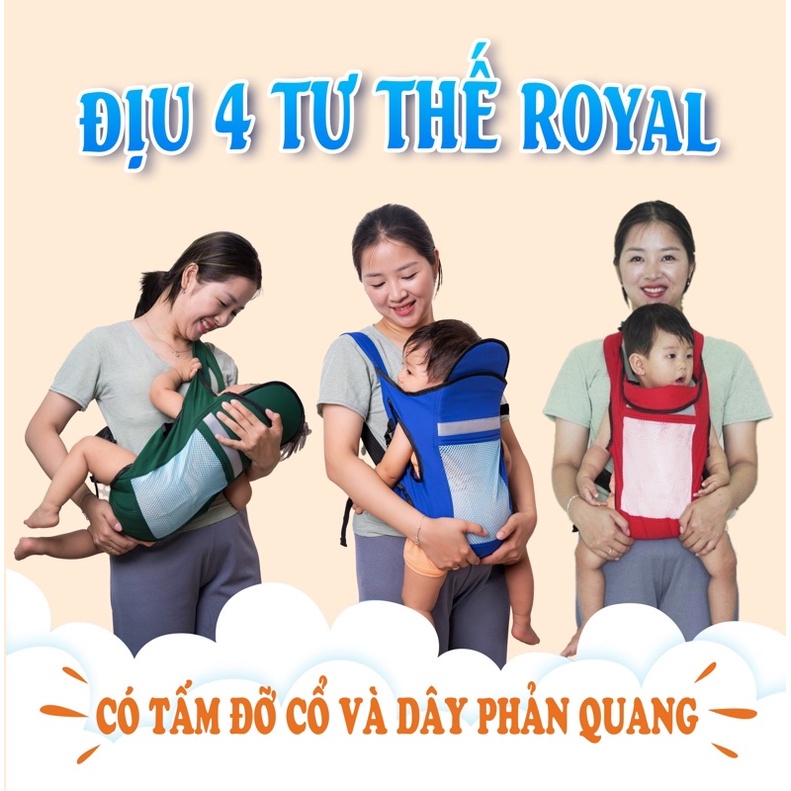 Đai Địu Em Bé Sơ Sinh 0-36 Tháng Đi Xe Máy Có Đỡ Cổ ROYAL