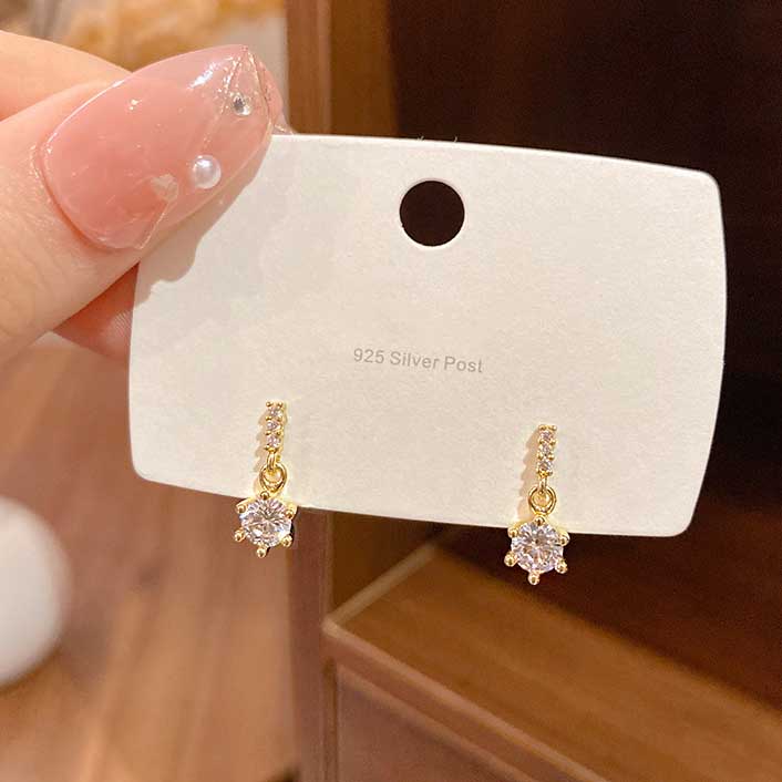 Bông Tai Mạ Bạc 925 Đính Đá Zircon Thời Trang Thanh Lịch Cho Nữ