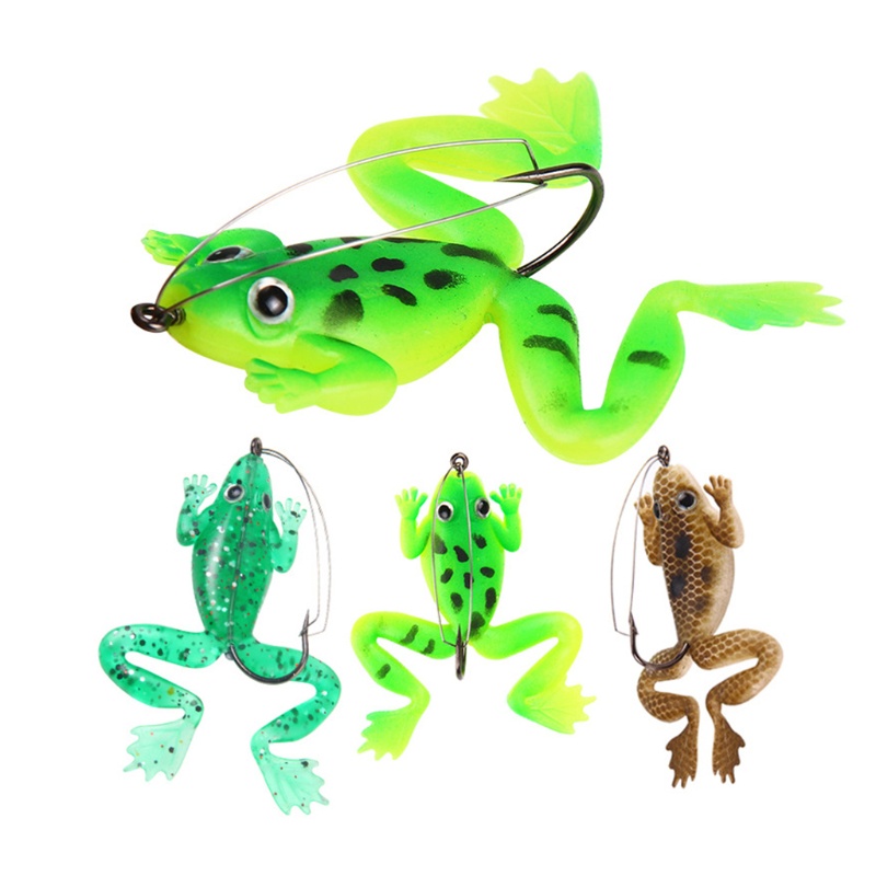 QQ Set 4 Mồi Câu Cá Ếch Giả Bằng Silicon Mềm 60mm 5.2g