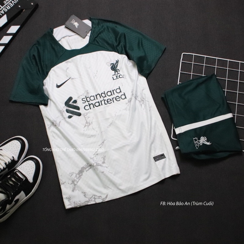 Bộ quần áo đá banh CLB Liverpool 2023 mài trắng mùa giải mới