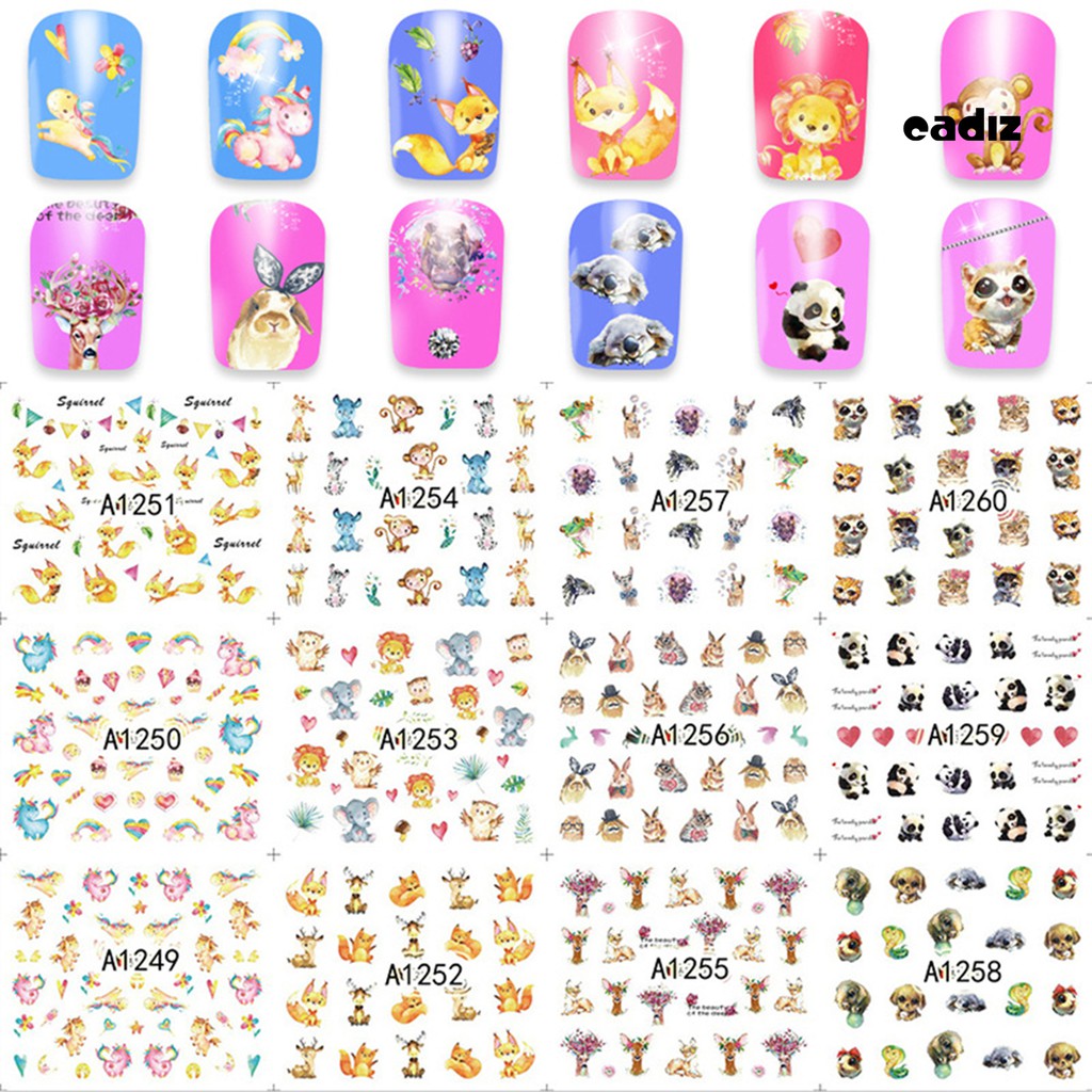 [Hàng mới về] Set 12 tờ miếng dán trang trí móng tiện lợi