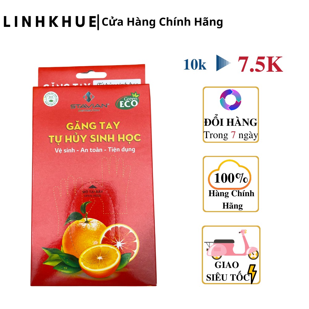 Găng tay tự huỷ sinh học STAVIAN +Cam kết an toàn vệ sinh thực phẩm + Hàng xịn + Sp029 + Găng tay nilon