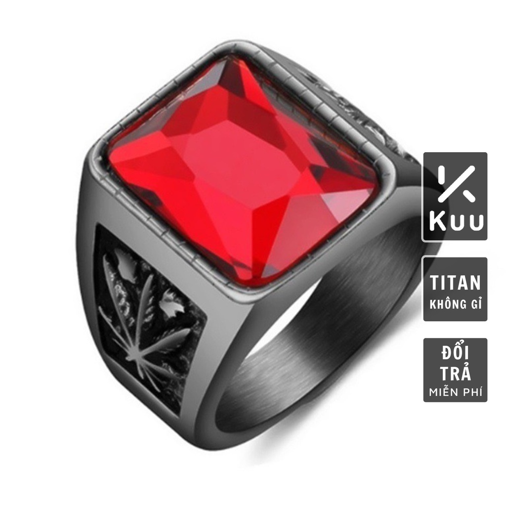 Nhẫn nam nữ tròn unisex Kuu Studio màu bạc thời trang chất Titan đẹp đơn giản không gỉ - Nhẫn Cuba