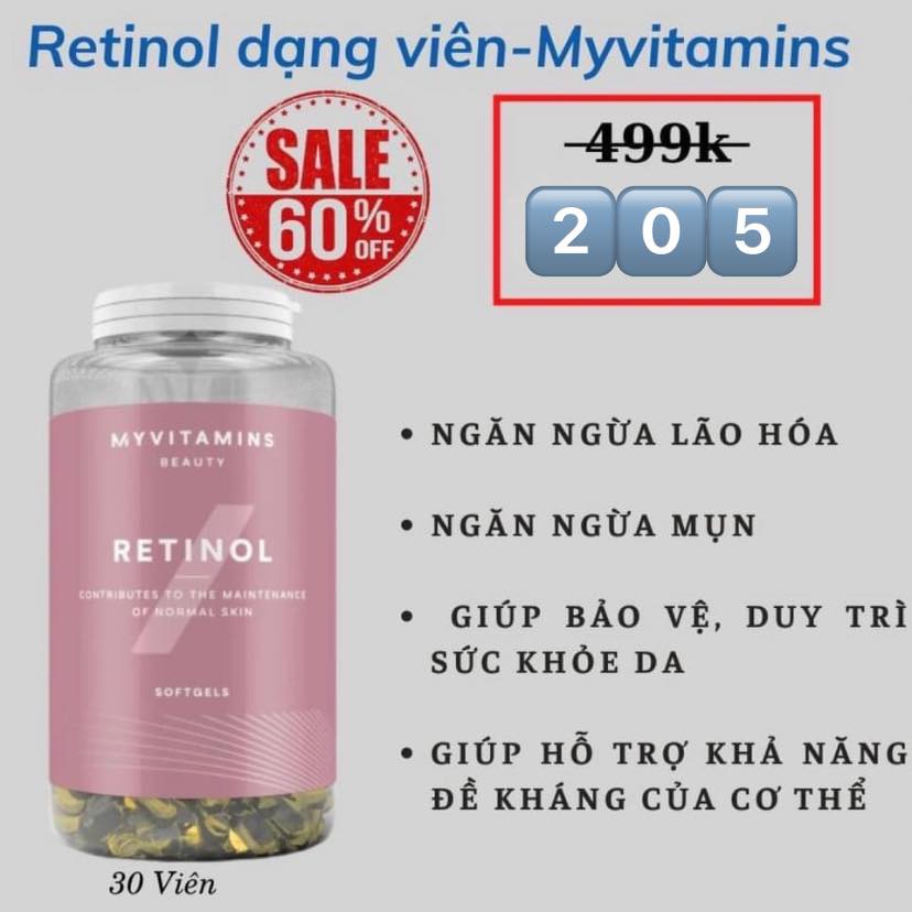 Viên uống Retinol Myvitamins Beauty 30 viên UK