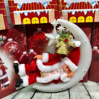 Đồ chơi ông già Noel ngủ trên mặt trăng quà tặng giáng sinh hoặ trang trí noel