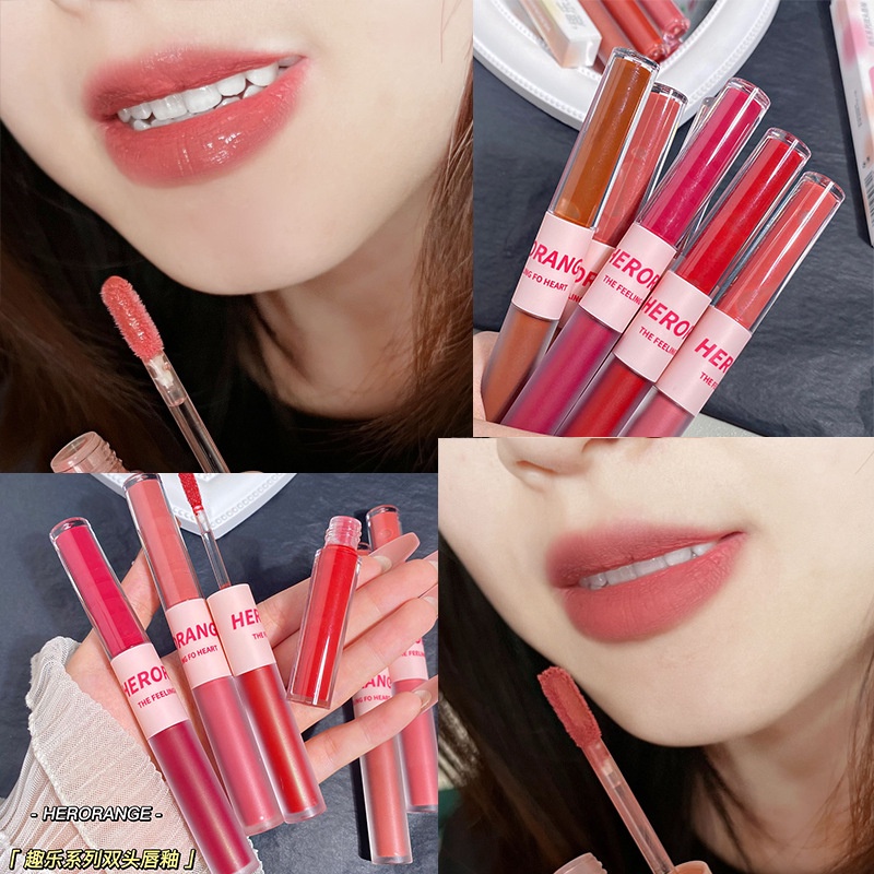 Son Kem Hai Đầu Hiệu Ứng Lì Trang Điểm Lâu Trôi Không Thấm Nước