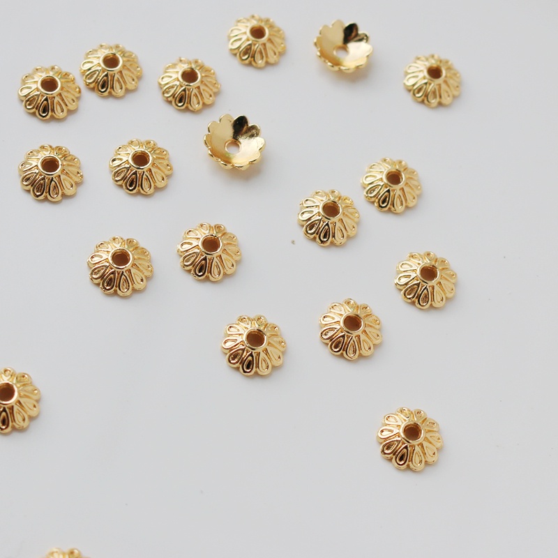 Hoa Cúc Giả Màu Vàng Đồng 14k Kích Thước 8mm Dùng Làm Trang Sức Thủ Công diy