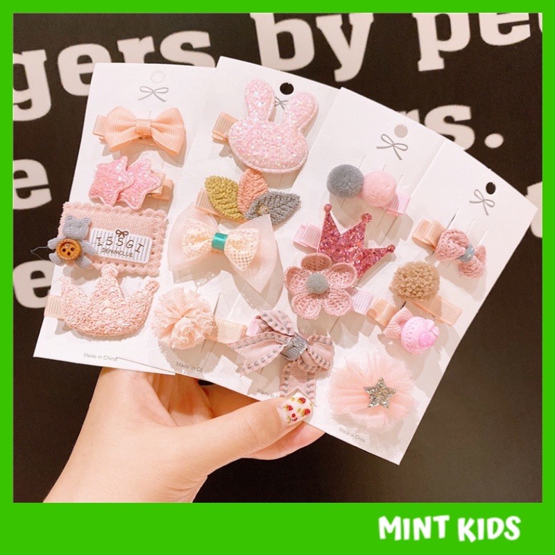 Set 3-4 kẹp ren tóc xinh xắn phong cách Hàn Quốc cho bé yêu