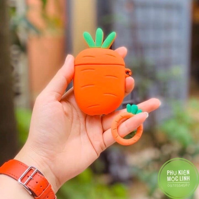 Vỏ bọc silicon Cà rốt cho hộp sạc tai nghe Bluetooth AirPods 1/ 2  Case Airpod 12, 18...