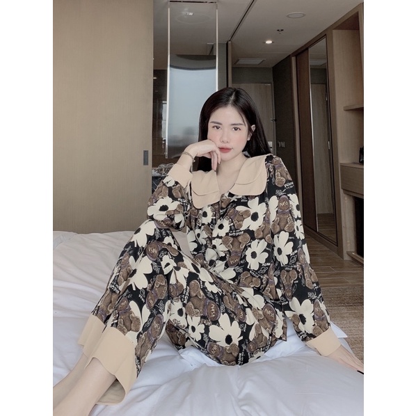 Đồ Bộ Pijama Nữ Lụa Mango Cao Cấp,Tay Dài Quần Dài,Hàng Thiết Kế,Chất Vải Mềm Mịn MG05