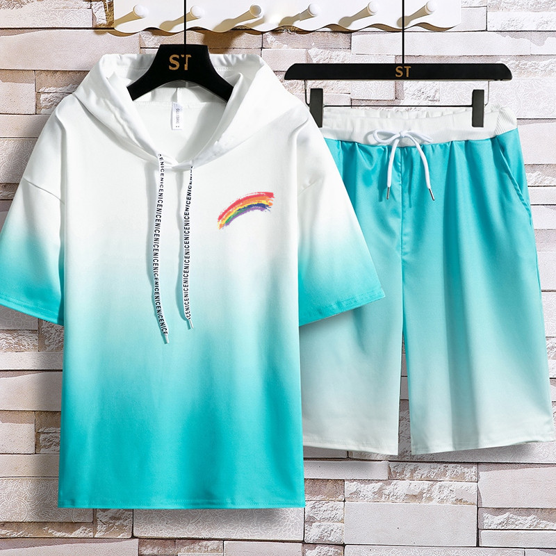 Korean Style Summer 2021 Hoodie And Shorts Set For Men