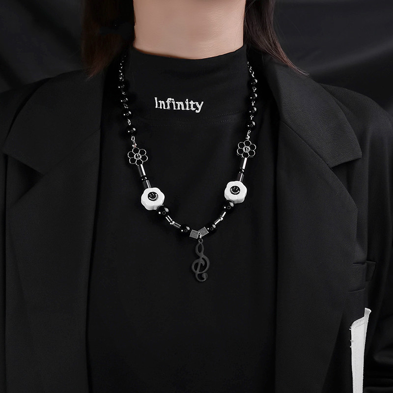 Dây chuyền mặt hình hoa cúc và mặt cười phong cách hip hop dành cho nam và nữ 22707