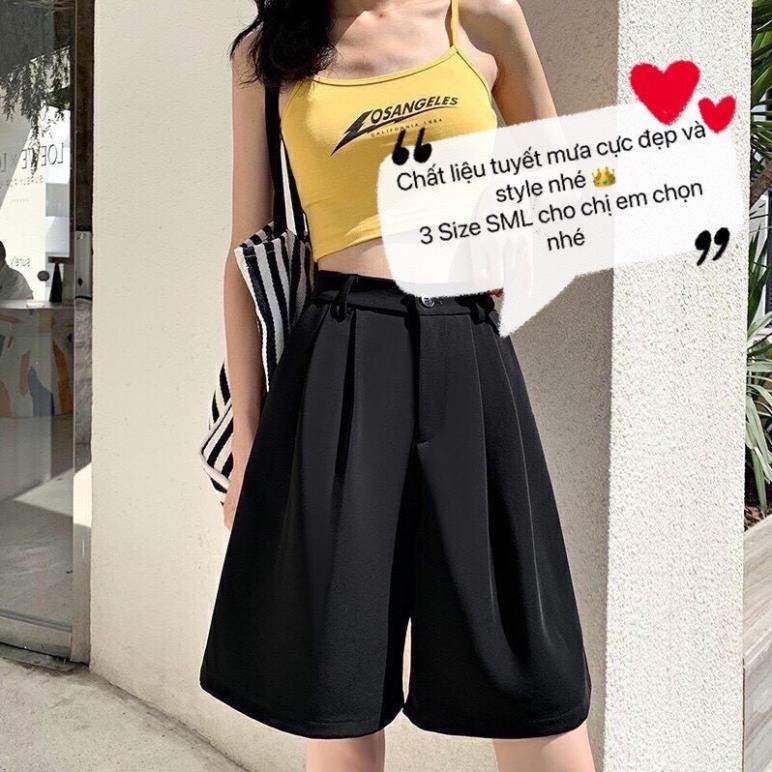 Quần Lửng Nữ Ống Rộng Hàn Quốc LyLy Quần Sooc Đùi Lửng Culottes Ngố Màu Đen Đẹp Mặc Nhà Vải Thun Tuyết Mưa QD006 | BigBuy360 - bigbuy360.vn