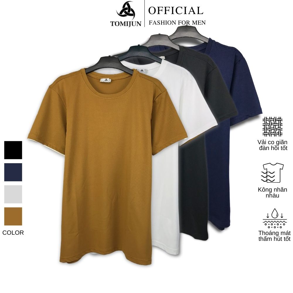 Áo thun nam cổ tròn cao cấp ngắn tay vải cotton cá sấu mềm mịn co giãn thoáng khí nhiều màu _TOMIJUN